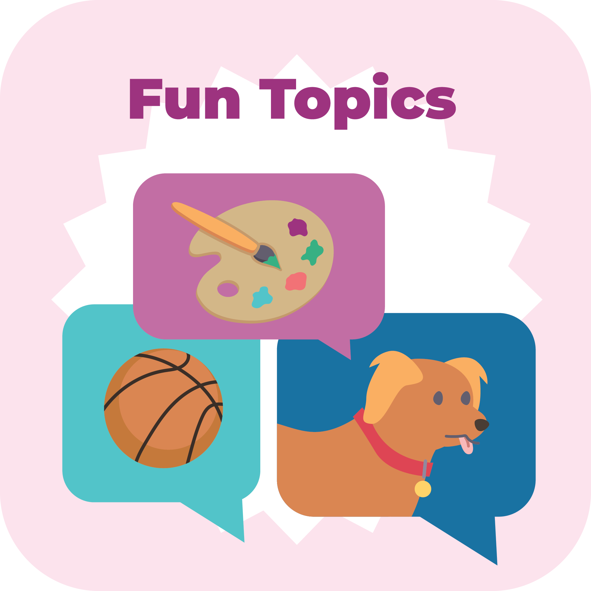Fun topics with a dog and ball.