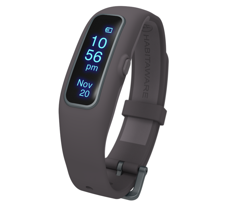 The garmin fitness tracker is shown on a black background.