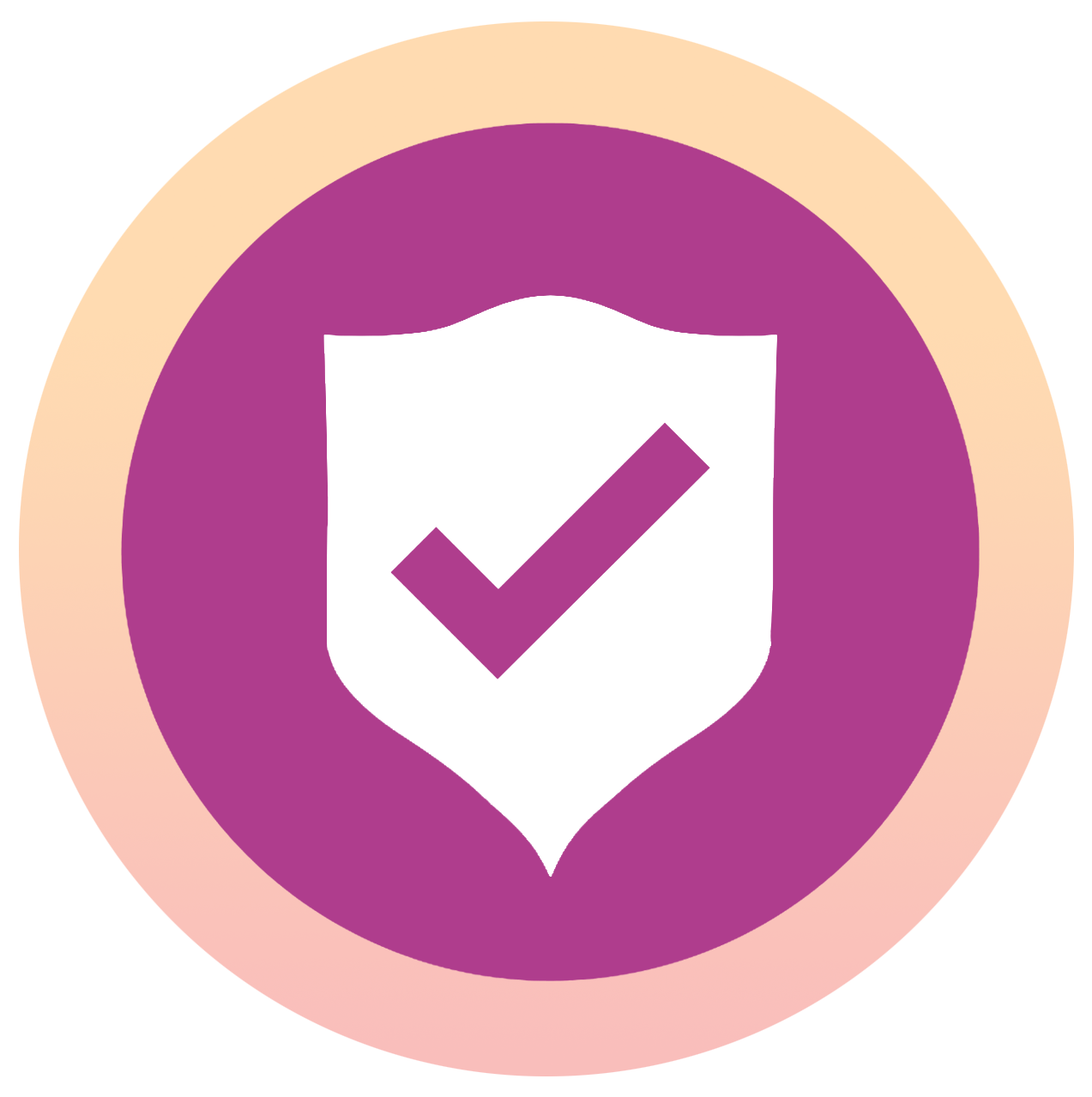 A shield with a check mark on it.