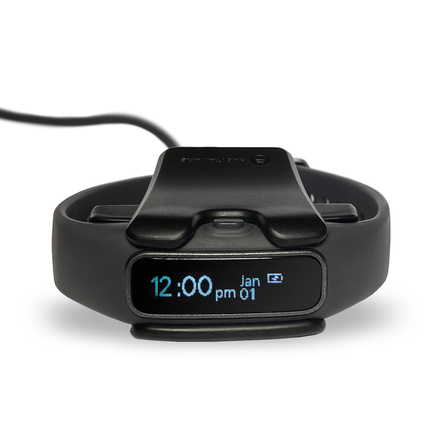 A black Extra Charging Base: Keen2 wrist watch with a clock on it.