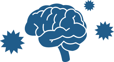 A blue brain with a star in the middle.